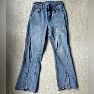 AE Blue Women's Jeans with Bottom Slit